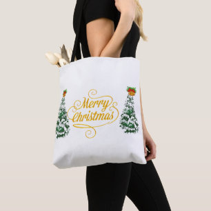 Frohe Weihnachtsbaum Wasserfarbe Kundenspezifische Tasche