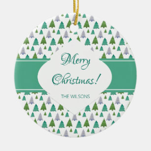 Frohe Weihnachtsbaum Wasserfarbe Pastel Muster Keramik Ornament