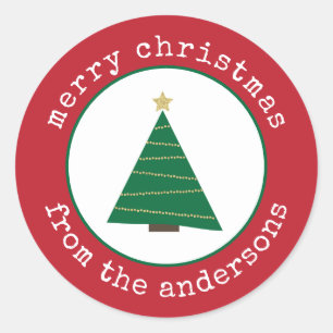 Frohe Weihnachtsbaum Weihnachtsgeschenk Tag Runder Aufkleber