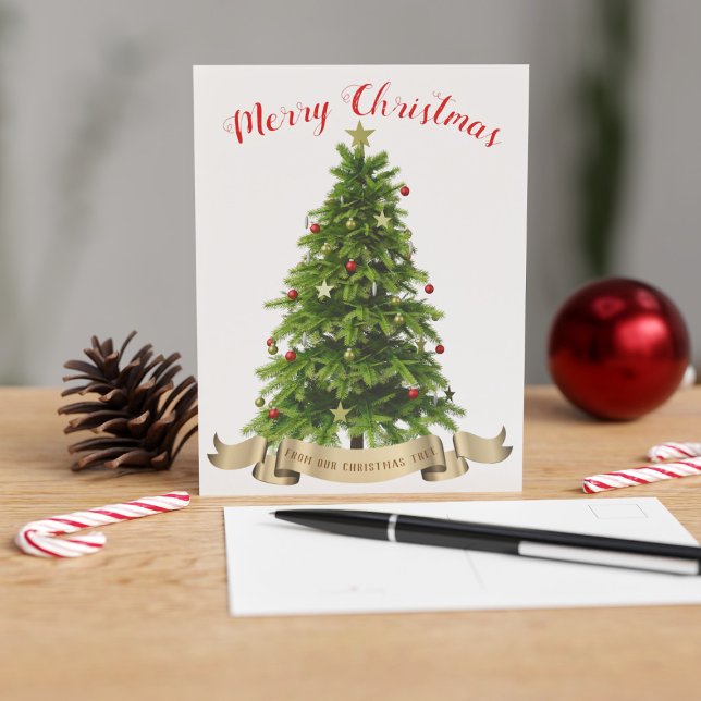 Frohe Weihnachtsbaum Weihnachtskarte Feiertagspostkarte (A festive Christmas tree postcard with space for your name)