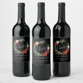 Frohe Weihnachtsbaum Wreath Weinlabel Weinetikett