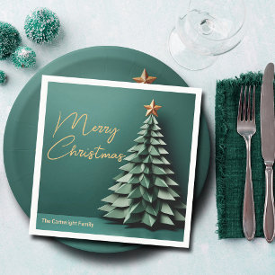 Frohe Weihnachtsbaum wunderschönes Green Gold Part Serviette
