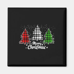 Frohe Weihnachtsbaum Xmas Buffalo Kariert Red Whit Magnet