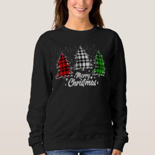 Frohe Weihnachtsbaum Xmas Buffalo Kariert Red Whit Sweatshirt
