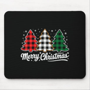 Frohe Weihnachtsbaum Xmas Buffalo Kariert Rot Weiß Mousepad