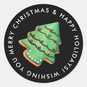 Frohe Weihnachtsbaum Zucker Cookie Custom Runder Aufkleber