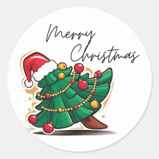 Frohe Weihnachtsbaumaufkleber Runder Aufkleber