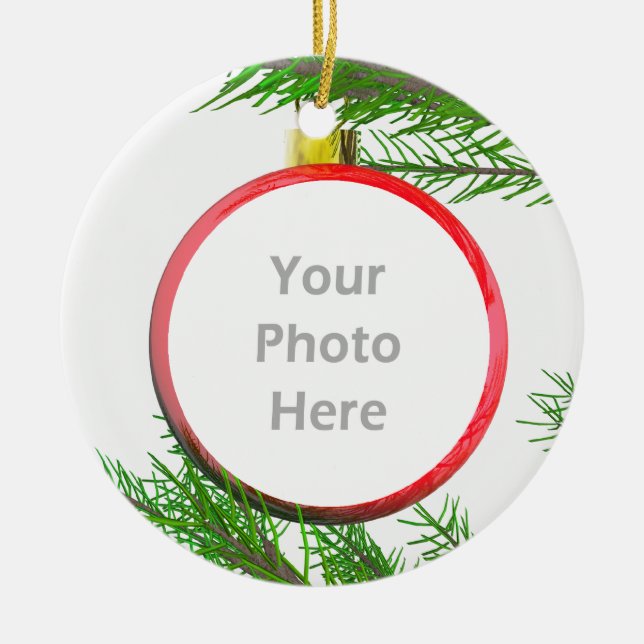 Frohe Weihnachtsbaumdekoration (Foto-Rahmen) Keramik Ornament (Vorne)