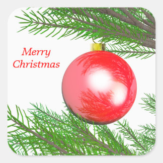 Frohe Weihnachtsbaumdekoration Quadratischer Aufkleber