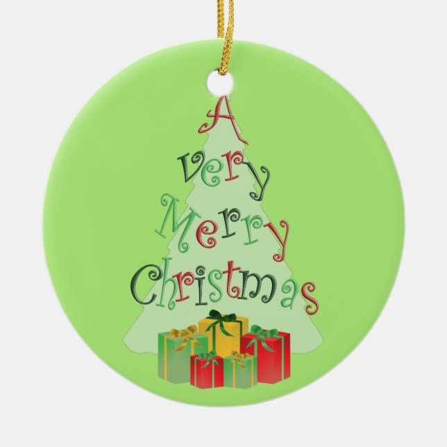 Frohe Weihnachtsbaumdekorationen Keramik Ornament (Vorne)