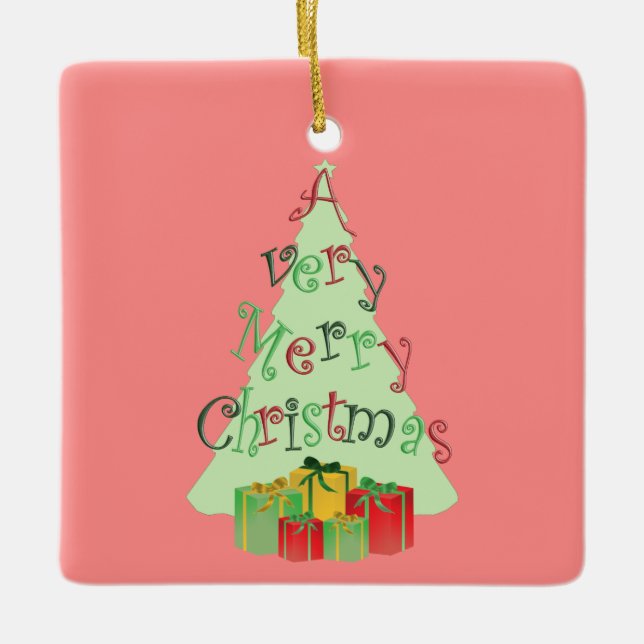 Frohe Weihnachtsbaumdekorationen Keramikornament (Vorderseite)