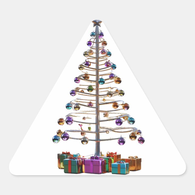 Frohe Weihnachtsbaume Dreieckiger Aufkleber (Vorderseite)