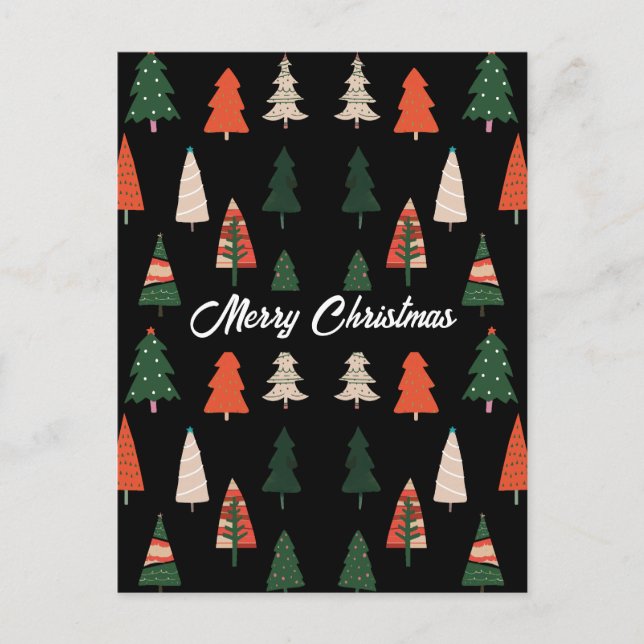 Frohe Weihnachtsbäume feierlich Feiertagspostkarte (Vorderseite)