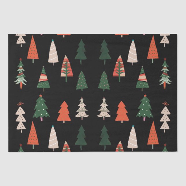 Frohe Weihnachtsbäume feierlich Seidenpapier (Vorderseite)