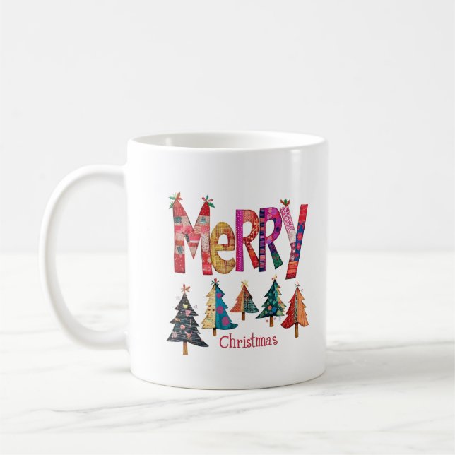Frohe Weihnachtsbäume Kaffeetasse (Links)