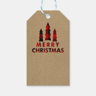 Frohe Weihnachtsbäume Karo Kraft Geschenkaustausch Geschenkanhänger