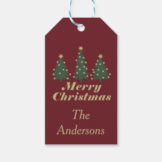Frohe Weihnachtsbäume Personalisiert Geschenkanhänger (Vorderseite)