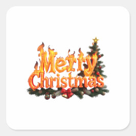 Frohe Weihnachtsbaume Quadratischer Aufkleber