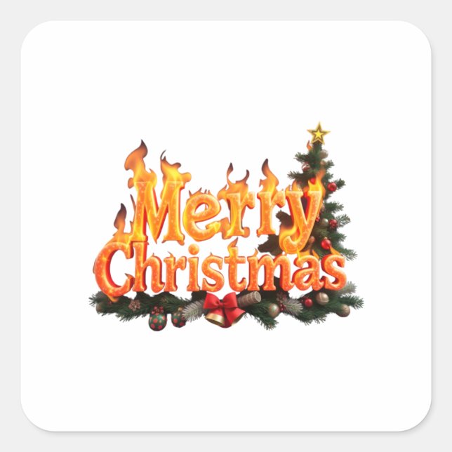 Frohe Weihnachtsbaume Quadratischer Aufkleber (Vorderseite)