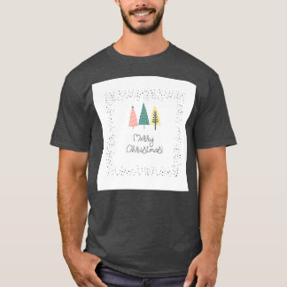 Frohe Weihnachtsbäume Rosa Gelb Print Deko T-Shirt
