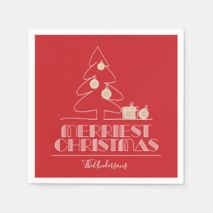 Frohe Weihnachtsbaume Roter Feiertag Serviette