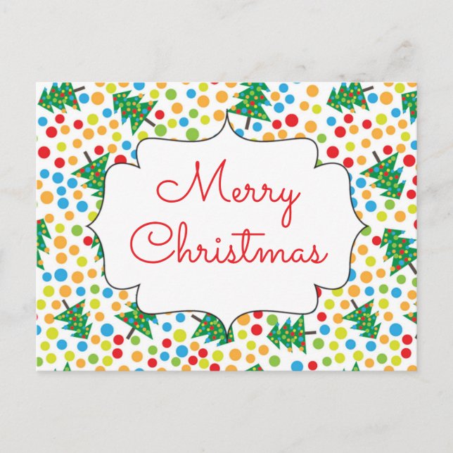 Frohe Weihnachtsbäume und Lichter Retro-Urlaub Postkarte (Vorderseite)