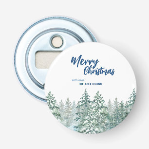 Frohe Weihnachtsbäume Wald Aquarellschrift Flaschenöffner
