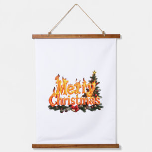 Frohe Weihnachtsbaume Wandteppich Mit Holzrahmen