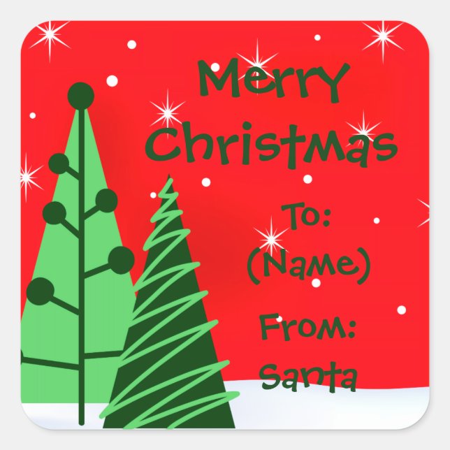 Frohe Weihnachtsbäume Weihnachtsgeschenk Aufkleber (Vorderseite)