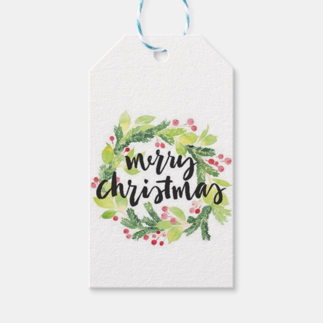 Frohe Weihnachtsbäume Wreath Holiday Geschenktaste Geschenkanhänger (Vorderseite)