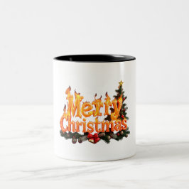 Frohe Weihnachtsbaume Zweifarbige Tasse