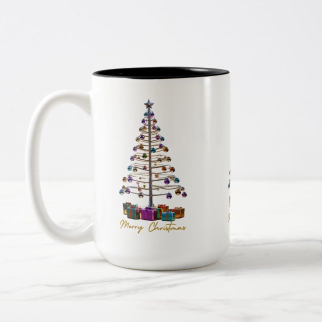 Frohe Weihnachtsbaume Zweifarbige Tasse (Links)