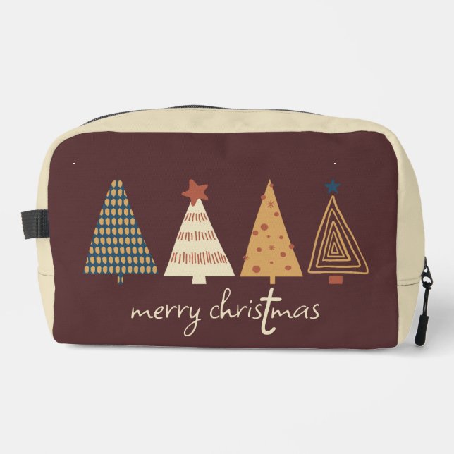 Frohe Weihnachtsbaumen Brown Waschbeutel (Vorderseite)
