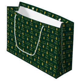 Frohe Weihnachtsbaumen dunkelgrüner und goldener T Große Geschenktüte
