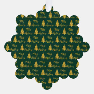 Frohe Weihnachtsbaumen grünes Gold-Script aus Name Ornament Karte