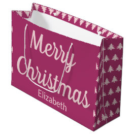 Frohe Weihnachtsbaumen Tief rosa und blassrosa Nam Große Geschenktüte