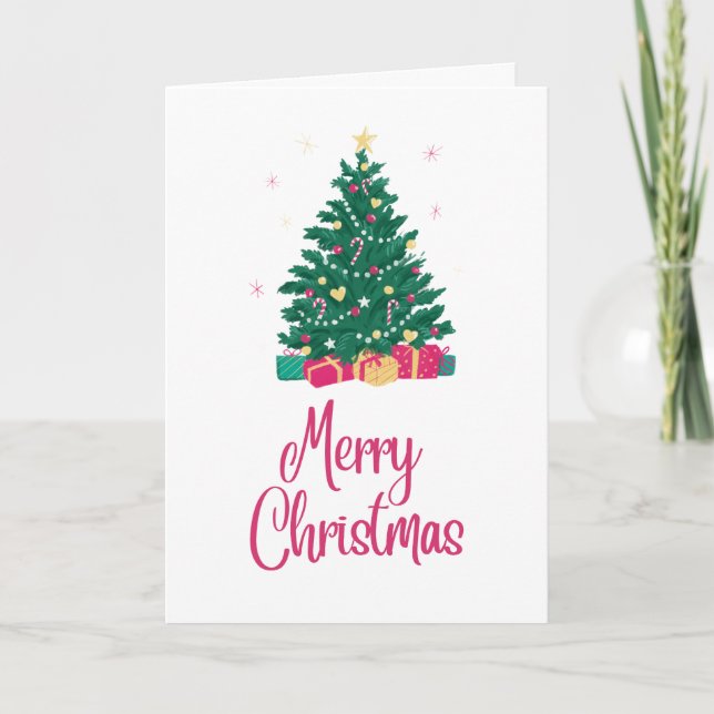 Frohe Weihnachtsbaumfeiertage Grußkarte Dankeskarte (Vorderseite)