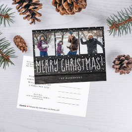 Frohe Weihnachtsbaumholz 3 Foto Collage Feiertagspostkarte