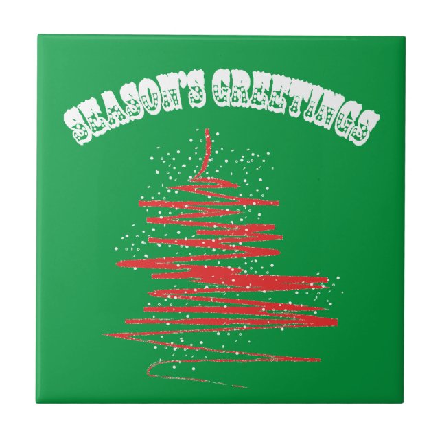 Frohe Weihnachtsbaumschneeflocken Fliese (Vorderseite)