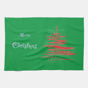 Frohe Weihnachtsbaumschneeflocken Küchentuch