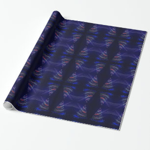 Frohe Weihnachtsbaumsteine Blaues Lila Muster Geschenkpapier