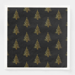 Frohe Weihnachtsbaumstern Schwarzer Gold Shiny Chi Serviette