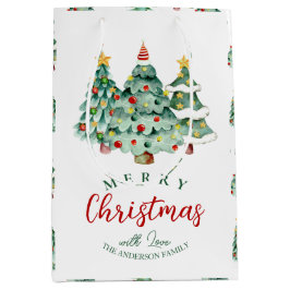 Frohe Weihnachtsbaumstruktur weiß grün Winter Mittlere Geschenktüte