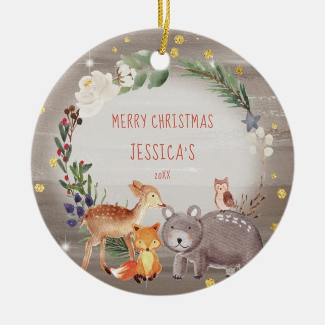 Frohe Weihnachtsbaumverzierung Keramik Ornament (Vorne)