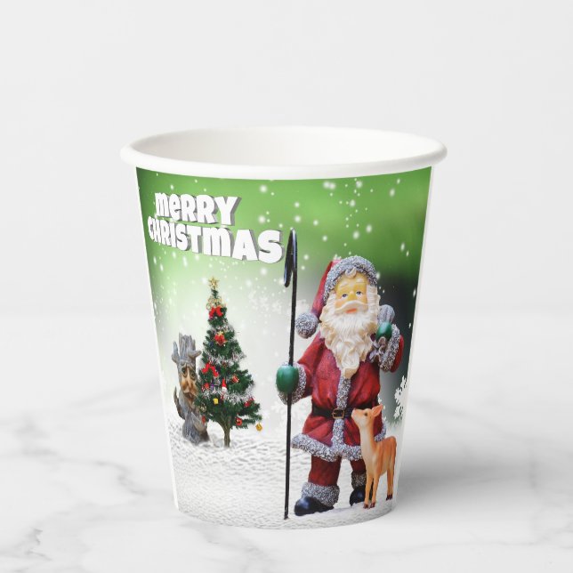 Frohe Weihnachtsbecher Pappbecher (Vorderseite)