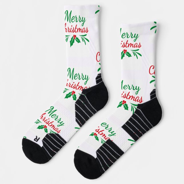 Frohe Weihnachtsbekleidung für Athletische Crew Socken (Links)