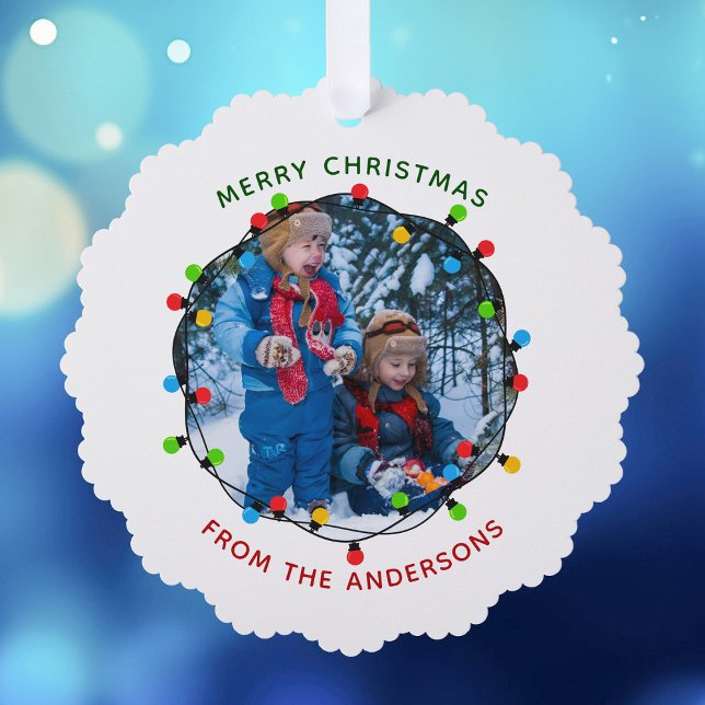 Frohe Weihnachtsbeleuchtung Foto rot grün von Fami Ornament Karte (Von Creator hochgeladen)