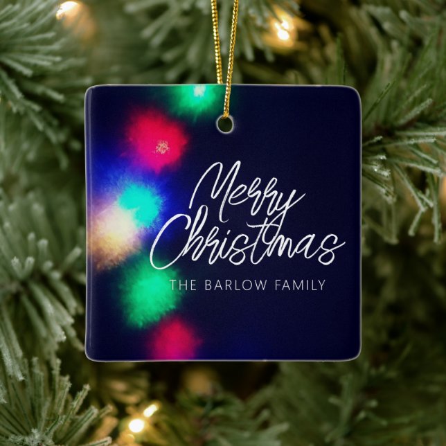 Frohe Weihnachtsbeleuchtung Keramikornament (Baum)