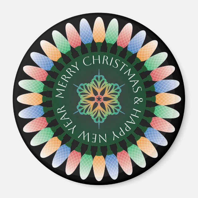 Frohe Weihnachtsbeleuchtung Magnet (Vorne)