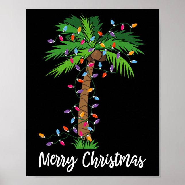 Frohe Weihnachtsbeleuchtung Palm Tree Beach Xmas P Poster (Vorne)